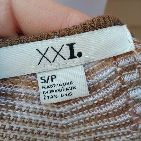 Forever 21 Multicolor Chevron Dolman Knit Blouse Brown Red Tan Open-Knit - Picture 11 of 12